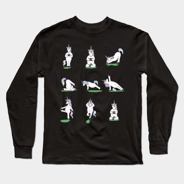 Unicorn Yoga Asana Funny T-shirt- Long Sleeve T-Shirt by Nulian Sanchez